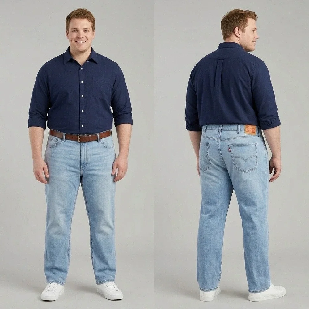 Levis‎ 541 Athletic Taper Jeans Mens 40x24 Light Wash Blue Denim Stretch Short